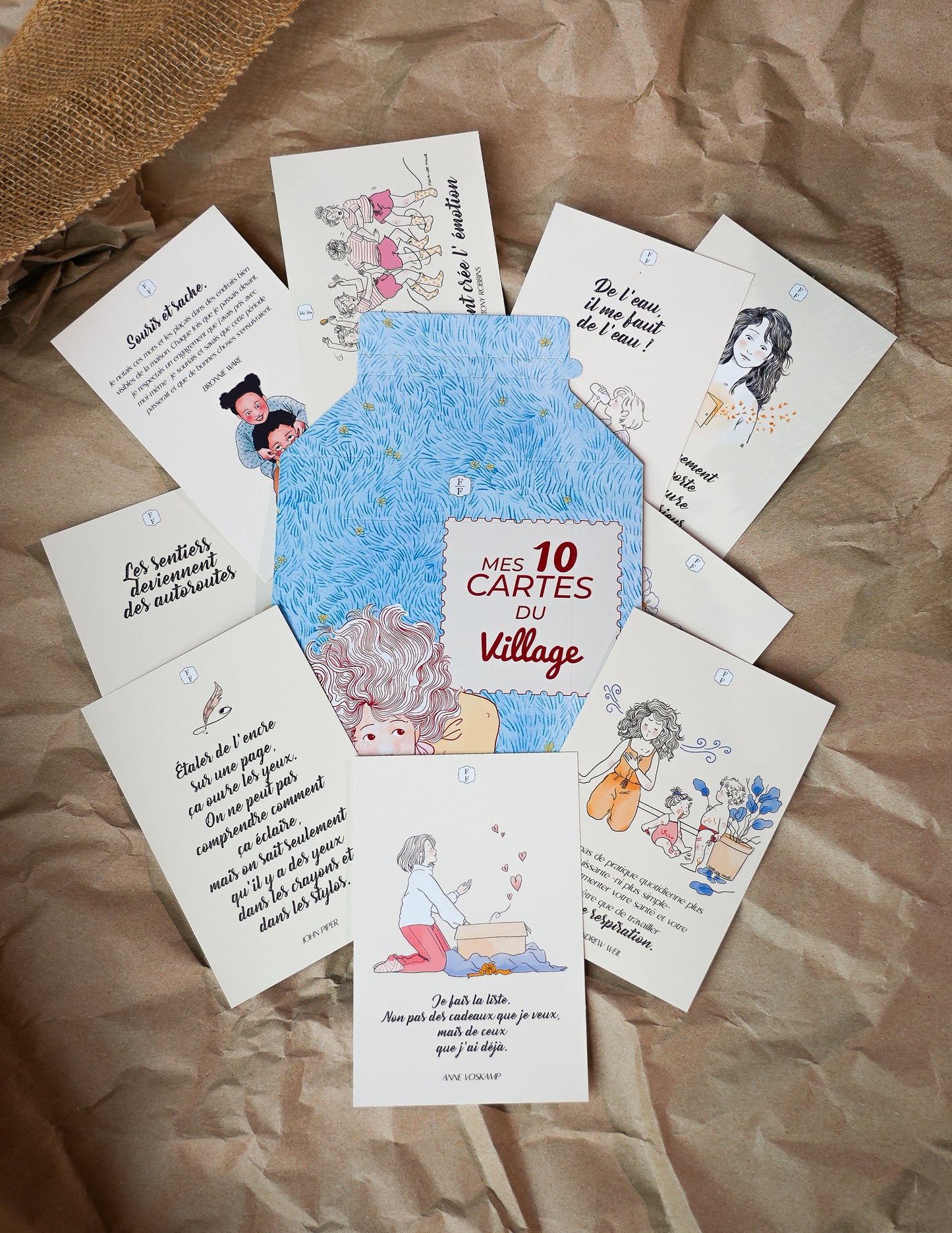 Lot de 10 cartes du Village